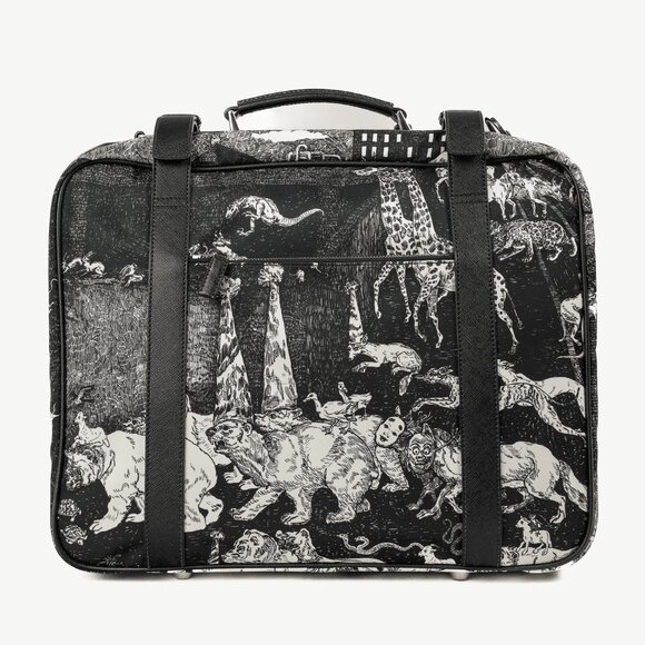 Prada AW/16 Animal Kingdom Nero & Avorio Tessuto Suitcase - Picture 4 of 16